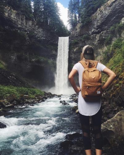 Looking up at the memorizing Brandywine Falls after a beautiful hike to the bottom.