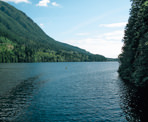 A view of the north end of Buntzen Lake near Port Moody, BC