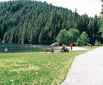 The beach at the north end of Buntzen Lake is smaller but not as busy