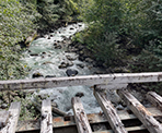 The old bridge along the trail to the Parkhurst Ghost Town