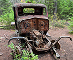 An old vehicle in the Parkhurst Ghost Town north of Whistler