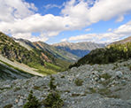 A view looking down the valley from the Semaphore Lakes area