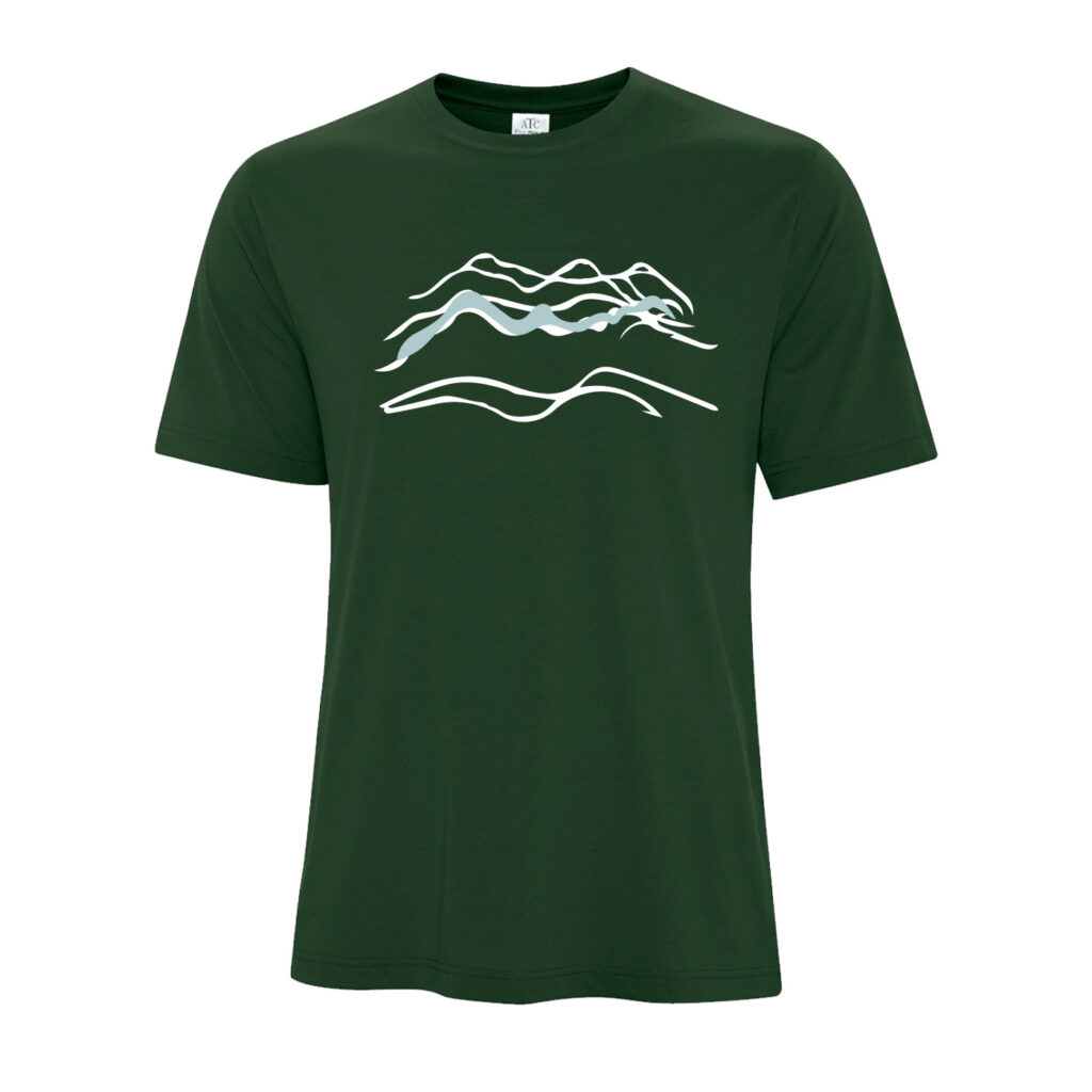 Men's Forest Green Wavy Mountains T-Shirt - Vancouver Trails